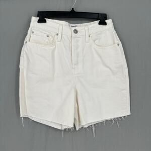 BDG Shorts Womens 29 White 90s Long Inseam Jorts Denim High Rise Button Fly